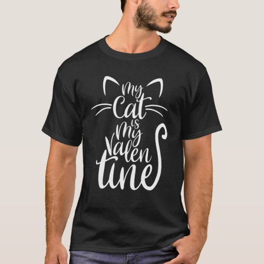 猫は私のバレンタイン　面白い猫たち Tシャツ (正面)