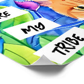 猫は私の部族 |オレンジ色の猫と花 ポスター (角)