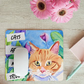 猫は私の部族 |オレンジ色の猫と花 マウスパッド