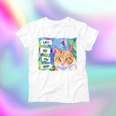 猫は私の部族 |オレンジ色の猫と花 Tシャツ