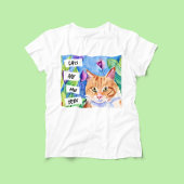 猫は私の部族 |オレンジ色の猫と花 Tシャツ