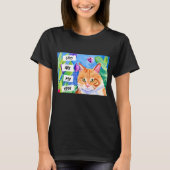 猫は私の部族 |オレンジ色の猫と花 Tシャツ (正面)