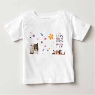 "猫は私を幸せにする" ベビーTシャツ   かわいいキャラクター 