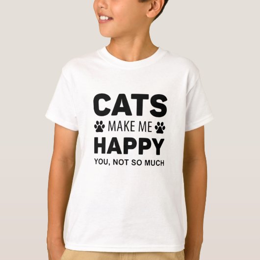 猫は私を幸せにする Tシャツ (正面)
