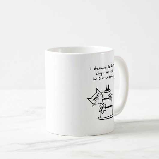 猫は結婚式-おもしろいな猫のコーヒー・マグ--を衝突します コーヒーマグカップ (正面右)