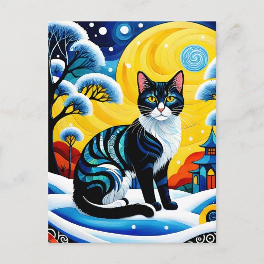 猫は絵画寒くて風がエレガント強い ポストカード (正面)