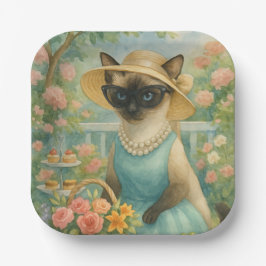 猫は美しい庭にいる ペーパープレート
