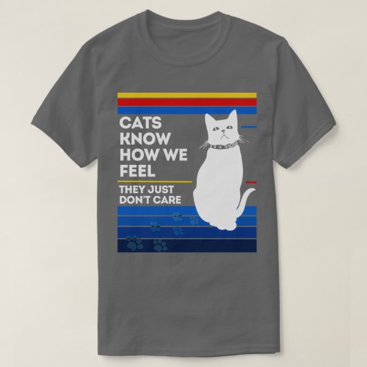 猫は自分たちが感じいないのを知って気にいる Tシャツ (デザイン正面)