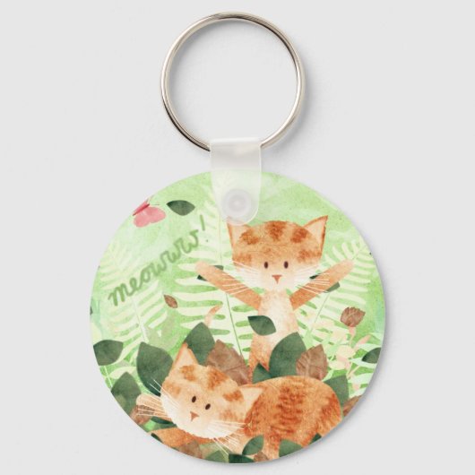 猫は葉が凍る キーホルダー (正面)