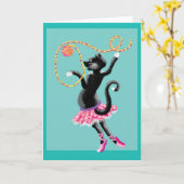 猫は踊ることができる カード (黄色い花)