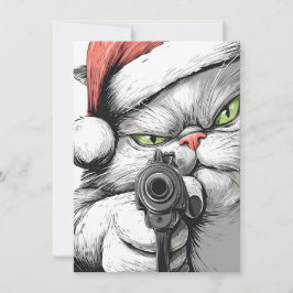 猫は銃を持っている 面白いクリスマスカード シーズンカード