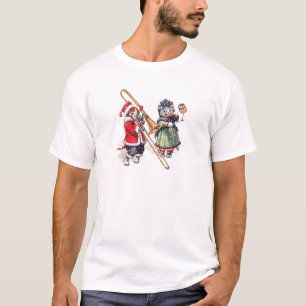 猫は雪のトロンボーンを遊びます Tシャツ