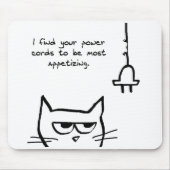 猫は電源コード-おもしろいな猫のマウスパッド--を愛します マウスパッド (正面)