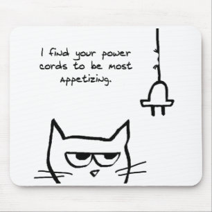 猫は電源コード-おもしろいな猫のマウスパッド--を愛します マウスパッド