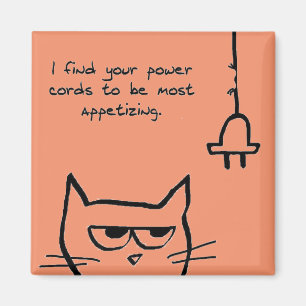 猫は電源コード-おもしろいな猫の磁石--を愛します マグネット
