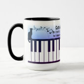 猫は音楽のようピアノの鍵盤譜面猫Ｐ マグカップ (左)