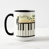 猫は音楽のよう - ピアノの譜面と猫 マグカップ (左)