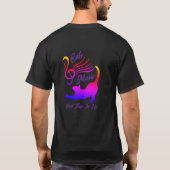 猫は音楽のよう: 五線譜とギターのターコイズブルー Tシャツ (裏面)
