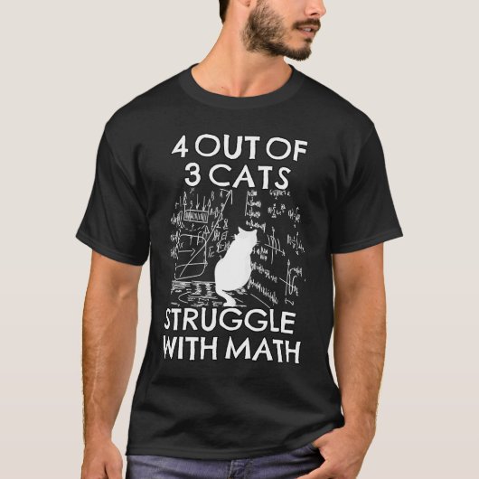 猫は4人に3人が数学に苦戦 Math Cat Tシャツ (正面)