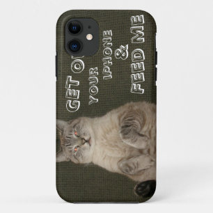 猫は"あなたのIPHONEを離れて得ましたり及び私に" iPhone 5の場合を食べ物を 11 ケース