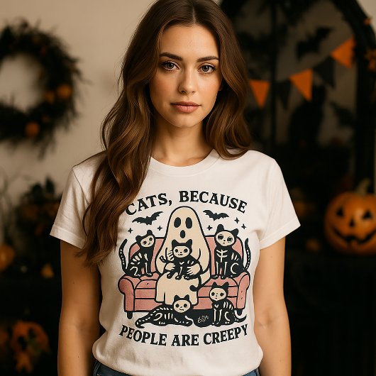 "猫は、人間が気持ち悪いから" 不気味なハロウィン Tシャツ