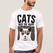 猫はTシャツを着ておもしろいくれて嬉しい Tシャツ (正面)