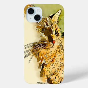 猫ひげサイドプロファイルハート鼻水カラー iPhone 15 MINIケース