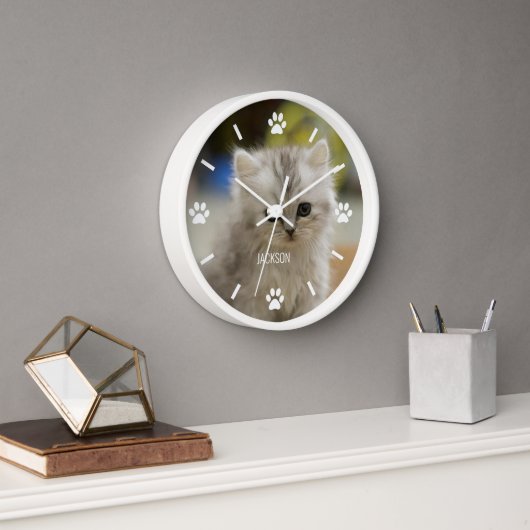 猫または犬の足のカスタムペットのフォトウォール時計 壁時計 (オフィス)