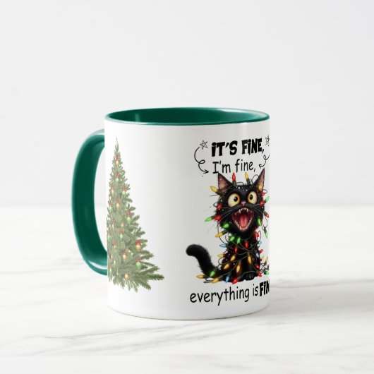 猫もクリスマスも大丈夫 Christmas Lights マグカップ (正面左)