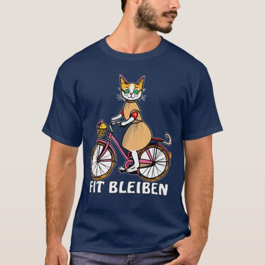 猫もフィットネス ネタ バイク 自転車 ギフト Tシャツ (正面)