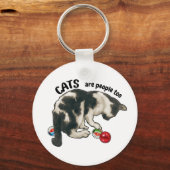 猫も人間だね、猫とビー玉 キーホルダー (正面)