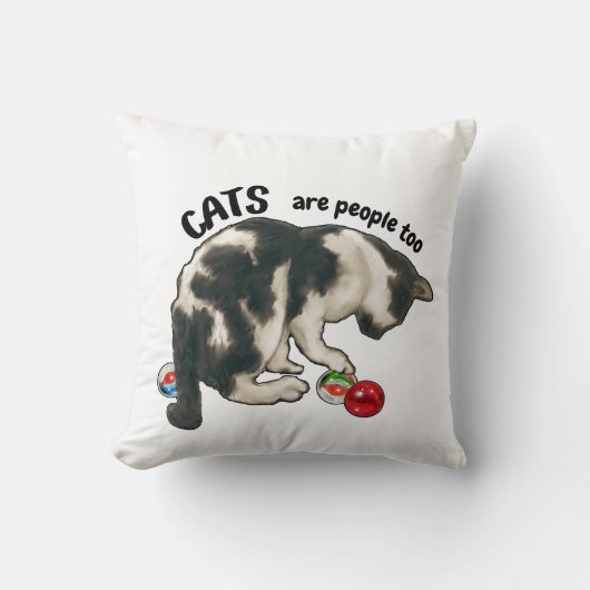 猫も人間だね、猫とビー玉 クッション (正面)