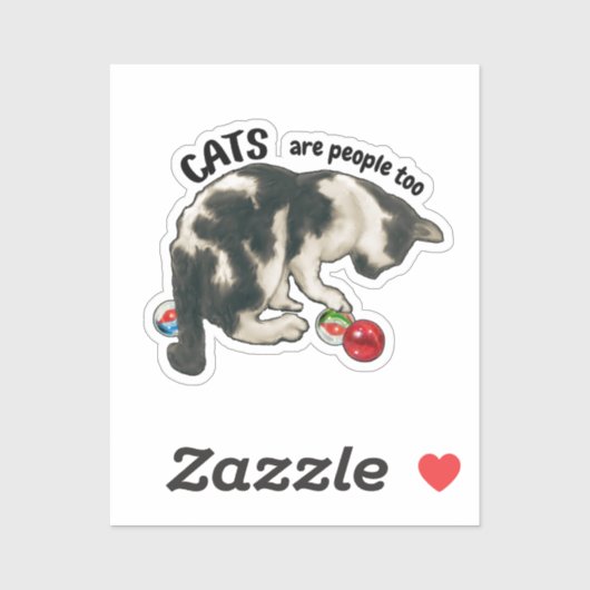猫も人間だよね、猫とビー玉のアート シール (シート)