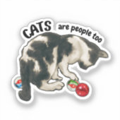 猫も人間だよね、猫とビー玉のアート シール (正面)