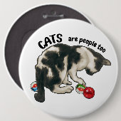 猫も人間だ、猫とビー玉のアート作品 缶バッジ (正面&裏面)