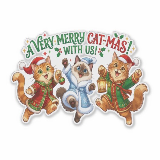 猫も大喜びクリスマス シール (正面)