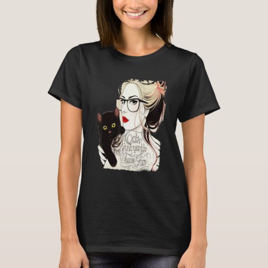 猫も楽しみたい Tシャツ (正面)