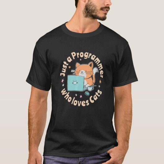 猫やコンピューターが大好きなプログラマのタラ Tシャツ (正面)