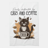 猫やコーヒー猫好きに気を取られる キッチンタオル (縦)