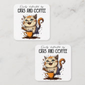 猫やコーヒー猫好きに気を取られる スクエア名刺 (正面/裏面)