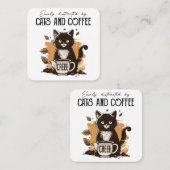 猫やコーヒー猫好きに気を取られる スクエア名刺 (正面/裏面)