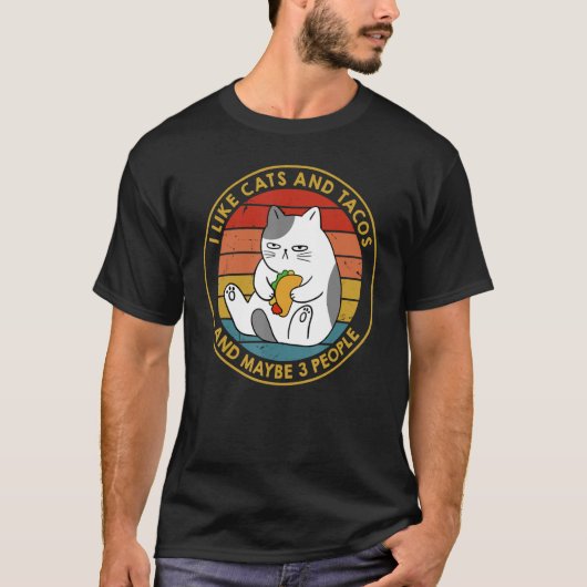 猫やタコスが好きで、3人くらいかな Tシャツ (正面)