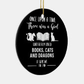 猫やドラゴンズを愛する女読の子 セラミックオーナメント (右)