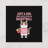 猫やバスケットボールが大好きな女の子 スクエア名刺 (裏面)