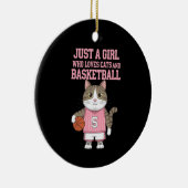 猫やバスケットボールが大好きな女の子 セラミックオーナメント (右)