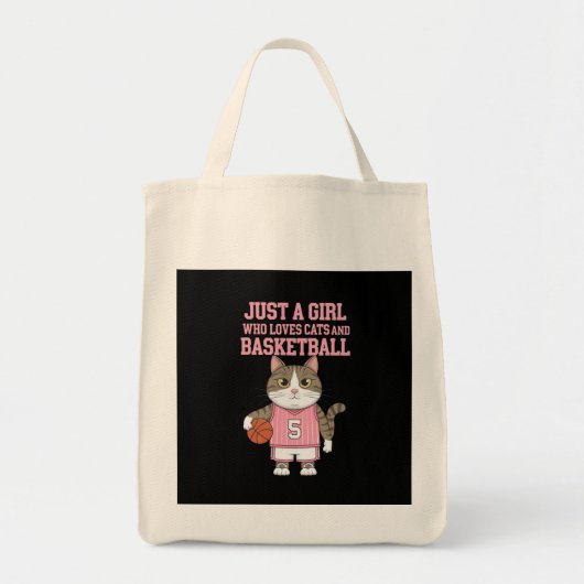猫やバスケットボールが大好きな女の子 トートバッグ (正面)