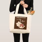 猫やヤーンクロシェに気を取られおもしろいやすい ラージトートバッグ (正面(商品))