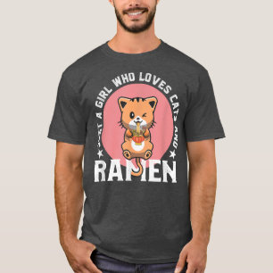 猫やラーメンが大好きな女の子日本の Tシャツ
