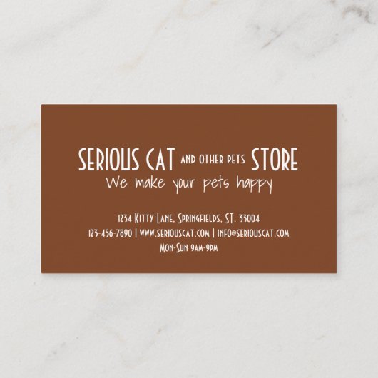 猫や他のペットをカスタマイズ可能 名刺 (裏面)