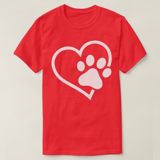 猫や愛犬家の前足のハート Tシャツ (デザイン正面)
